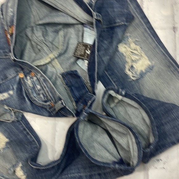 7 For All Mankind Roxanne Jeans Skinny Straight Distressed Mid-Rise Denim - Picture 13 of 14
